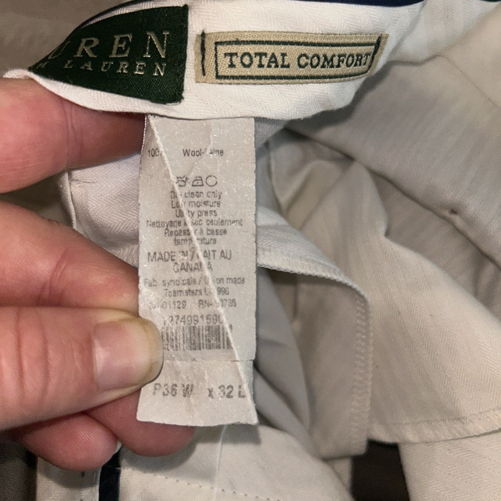 Lauren Ralph Lauren Men's Size 36x32 Total Comfort Styling Wool Pants Beige Tan - Picture 7 of 11